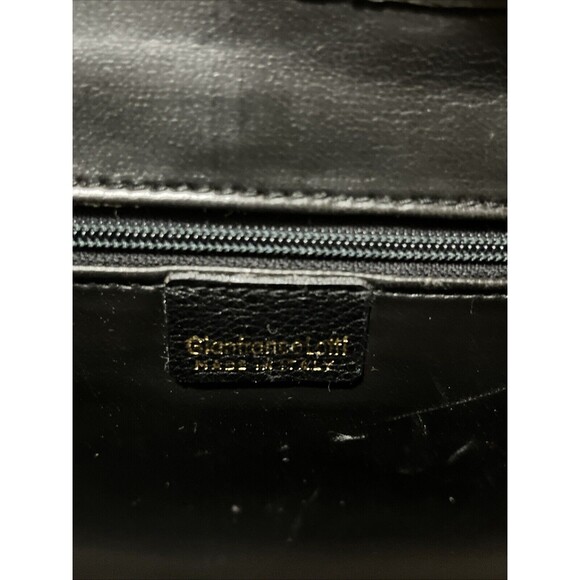 GIANFRANCO LOTTI Black Italian Textured Leather Evening Shoulder Bag Purse Chain - Picture 7 of 9